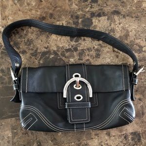 Coach Soho Buckle Flap Black Leather Shoulder Bag